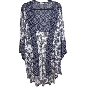 Siren Lily Paisley‎ Boho Fairy 3X Kimono Open Front Cardigan Duster Coastal Airy